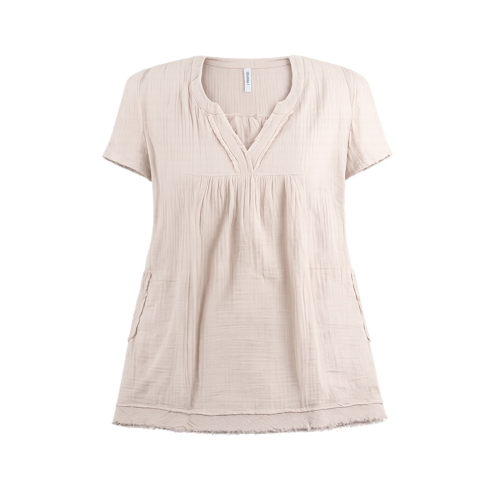 Zenana NEW Gauze babydoll Tunic Top Large‎ cottage Beachy coastal peasant boho